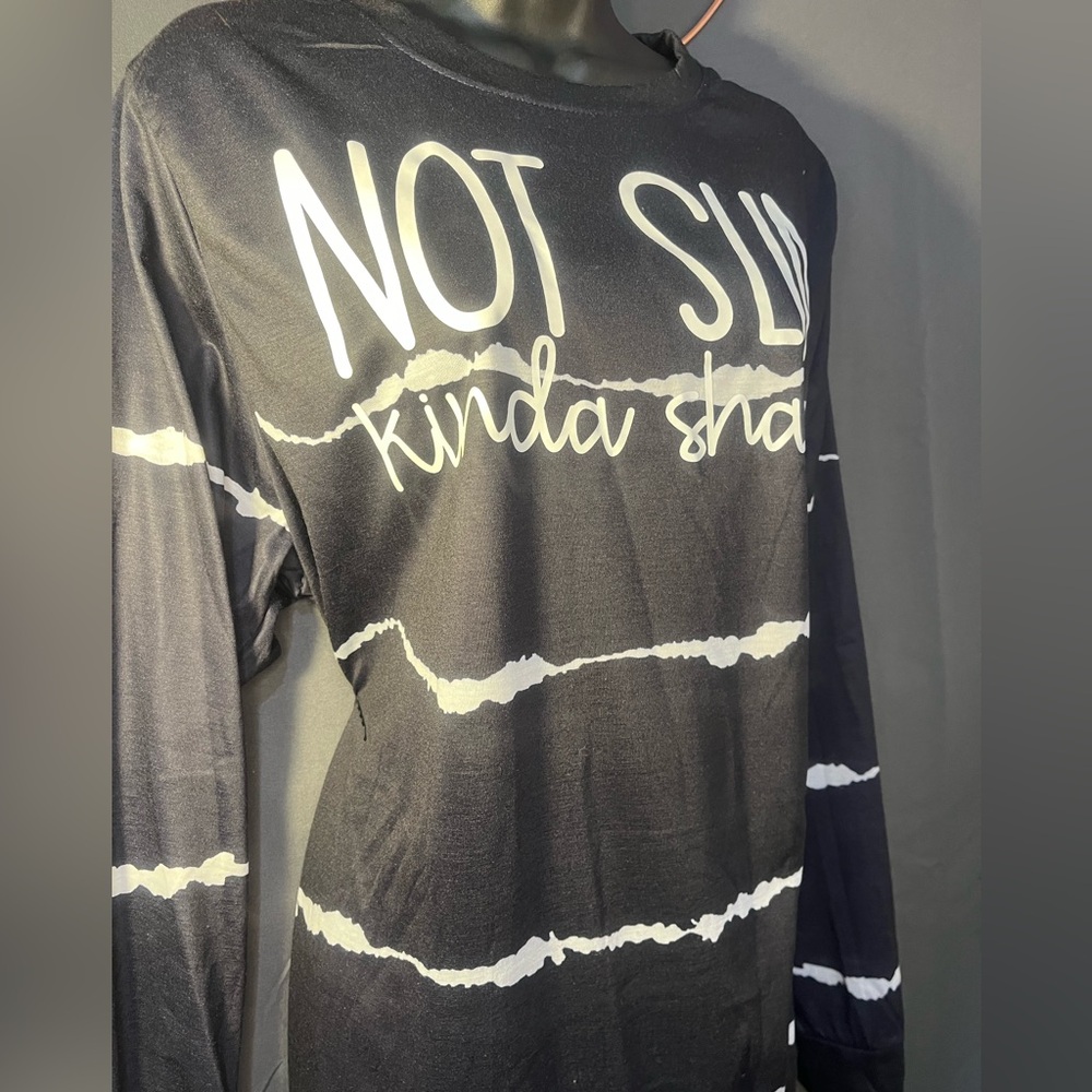 Black Graphic Long Sleeve Top